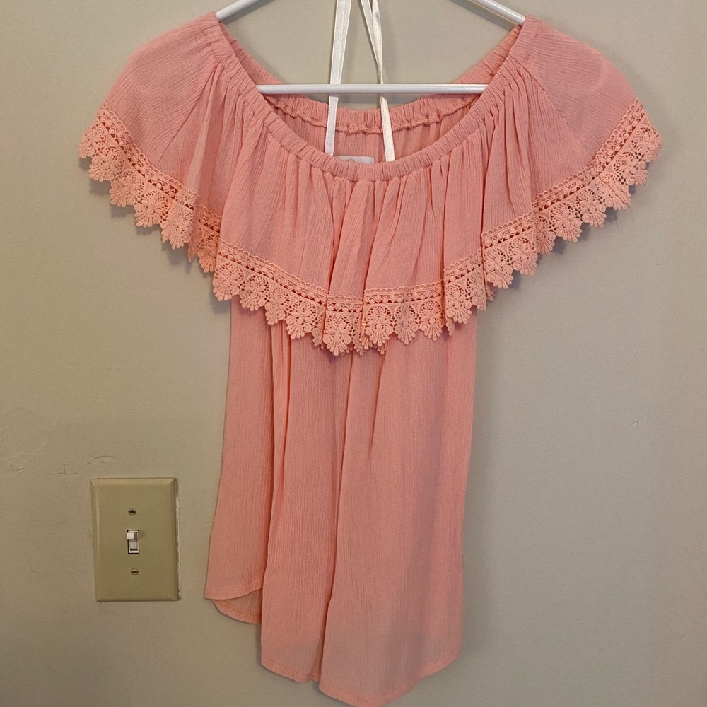 Charming Charlie peach off the shoulder top